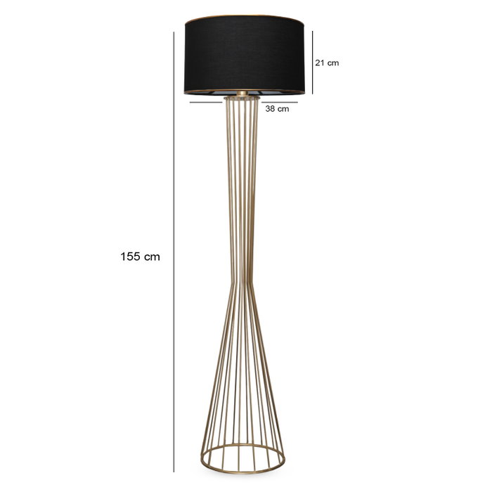 Opviq Lámpara de Pie AYD-3078 Negro y Dorado Opviq Lámpara de Pie AYD-3078 Negro y Dorado